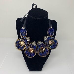 Elegant Blue and Gold Statement Necklace